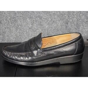 SAS Mens Penny Loafers Black Leather Handsewn Slip On Shoes Made in USA 10.5 M